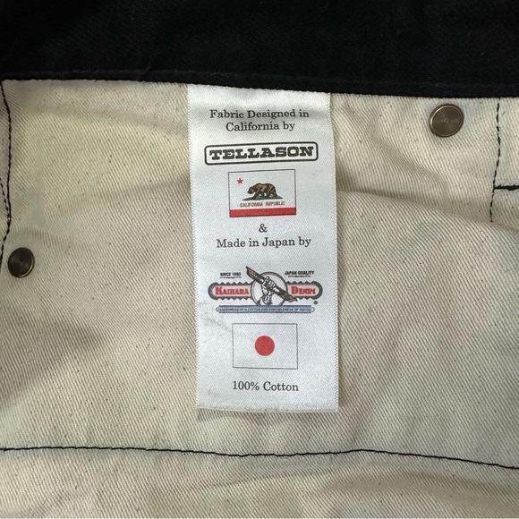 Tellason Japanese Black Selvedge Denim Blubaugh Mid Rise Slim Straight Jeans 33 - Picture 10 of 15